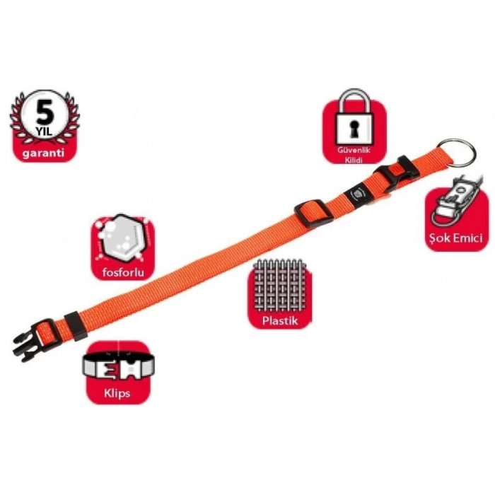 Karlie Kilitli Köpek Boyun Tasması 35-40cm/15mm TuruncuSmall
