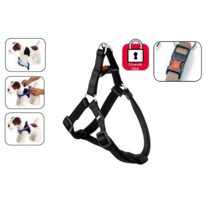 Karlie Kilitli Köpek Göğüs Tasması M 40-70 Cm Siyah