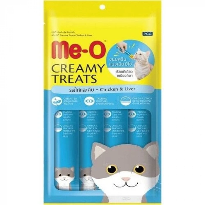 Me-O Creamy Treats Tavuklu ve Ciğerli Likit Kedi Ödülü 60 gr