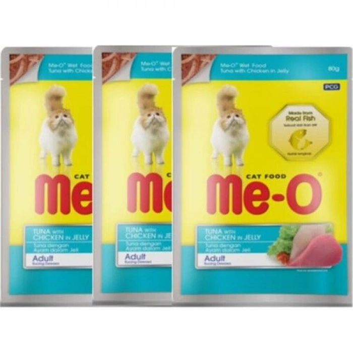 Meo Pouch Jöle İçinde Ton Balıklı Ve Tavuk Parçacıklı Kedi Konservesi 80 Gr