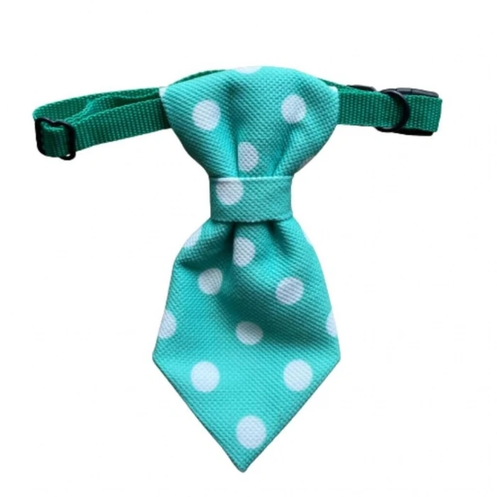 Minik Paw Kartela Yeşil Beyaz Noktalı Kravat