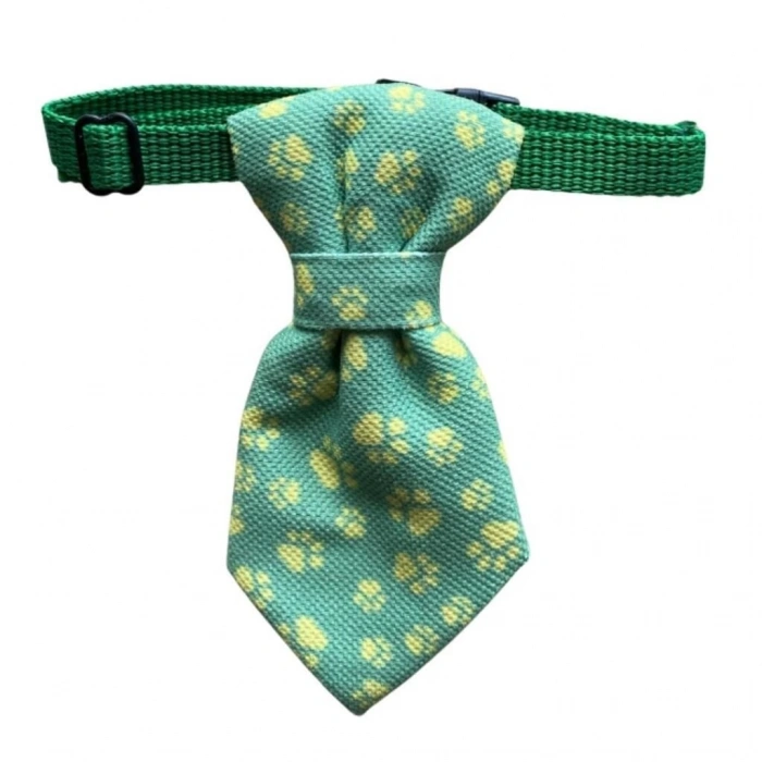 Minik Paw Kartela Yeşil Sarı Patili Kravat