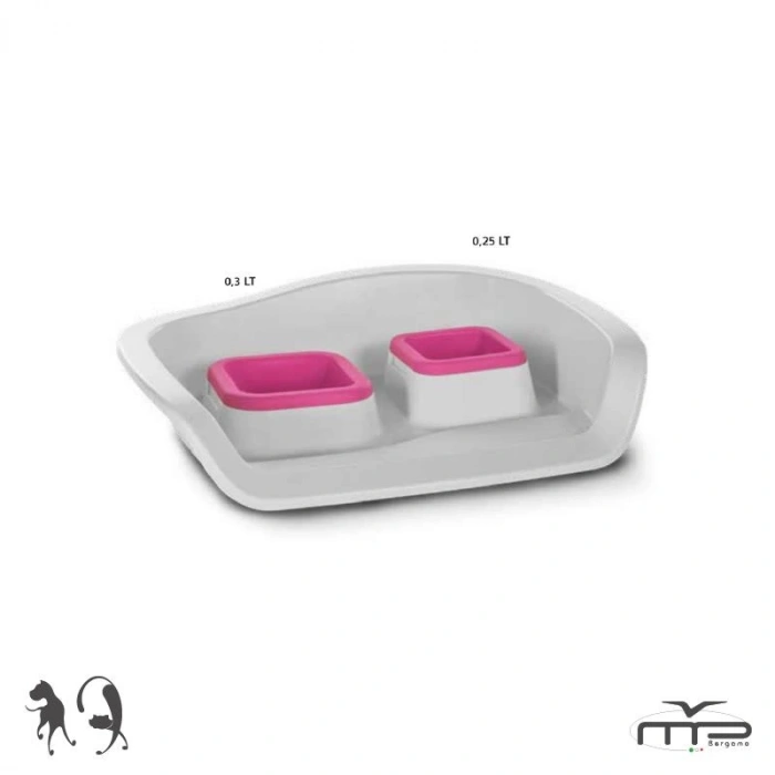 Mp Bergamo Kediler İçin Sıçratmayan İkili Mama ve Su Kabı 300ml+250ml