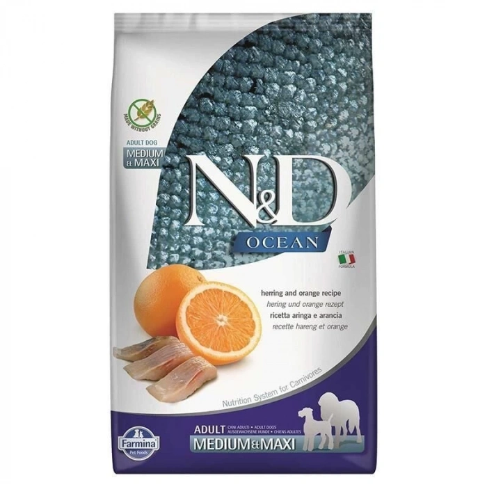 ND Ocean Ringa Balıklı Portakallı Tahılsız Yetişkin Köpek Maması 12 Kg