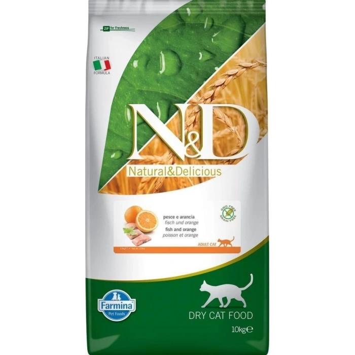 ND Ocean Tahılsız Ringa Balığı ve Portakallı Yetişkin Kedi Maması 10 Kg