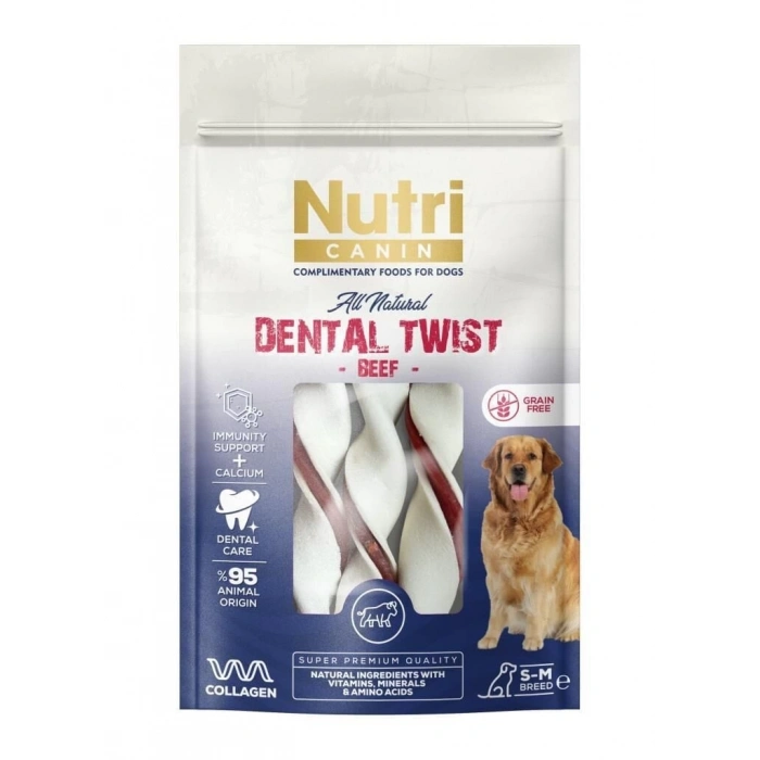 Nutri Canin Dental Twist Biftekli Diş Sağlığı Köpek Ödülü 80 Gr