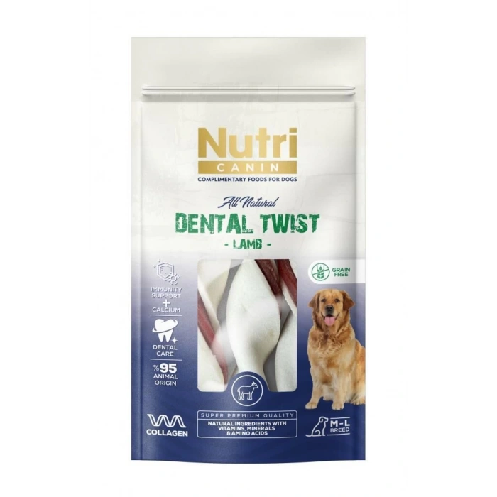 Nutri Canin Dental Twist Kuzu Etli Diş Sağlığı Köpek Ödülü 120 Gr