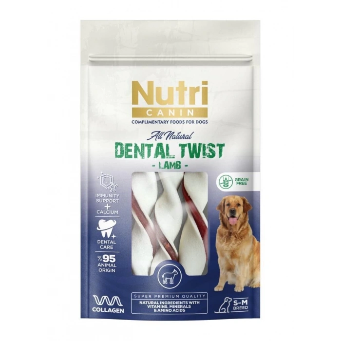Nutri Canin Dental Twist Kuzulu Diş Sağlığı Köpek Ödülü 80 Gr