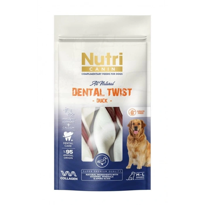 Nutri Canin Dental Twist Ördekli Diş Sağlığı Köpek Ödülü 120 Gr