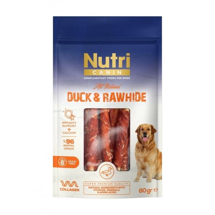 Nutri Canin Rawhide Ördek Eti Sarılı Kemik Köpek Ödülü 80 Gr