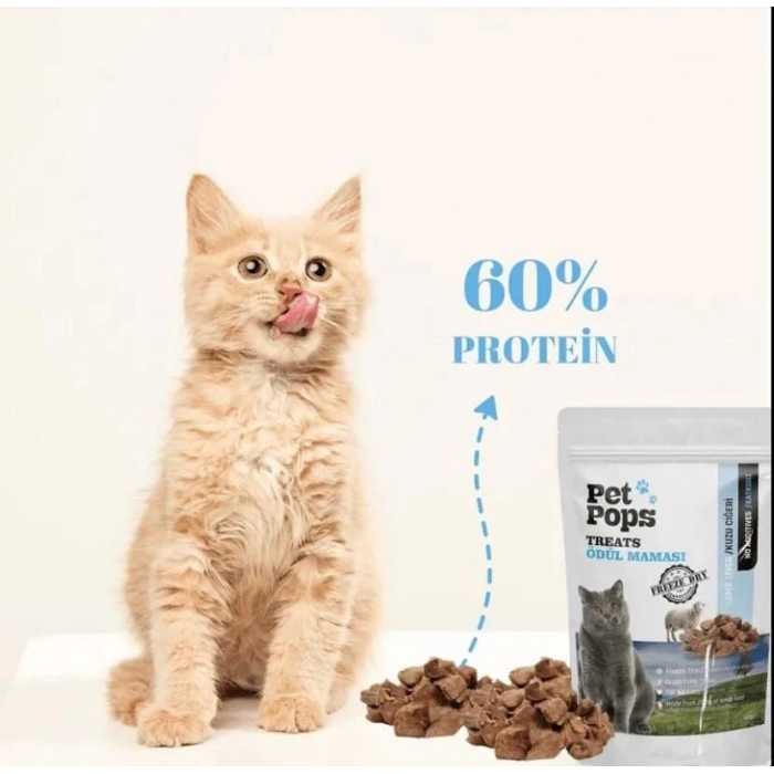 Pet Pops Freeze-Dried Kuzu Ciğeri Kedi Ödülü 40 Gr