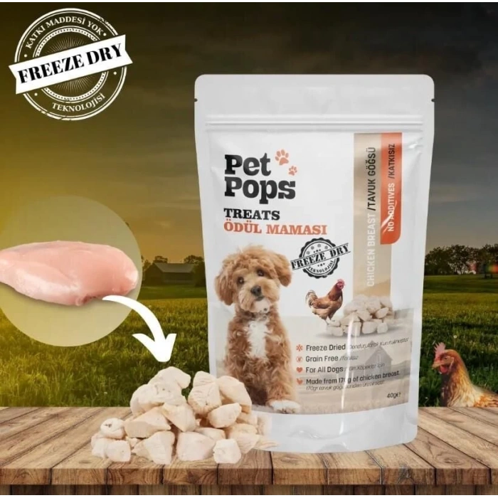 Pet Pops Freeze-Dried Tavuk Göğsü Köpek Ödülü 40 Gr