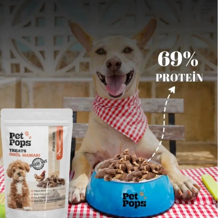 Pet Pops Freeze-Dried Tavuk Yüreği Köpek Ödülü 40 Gr