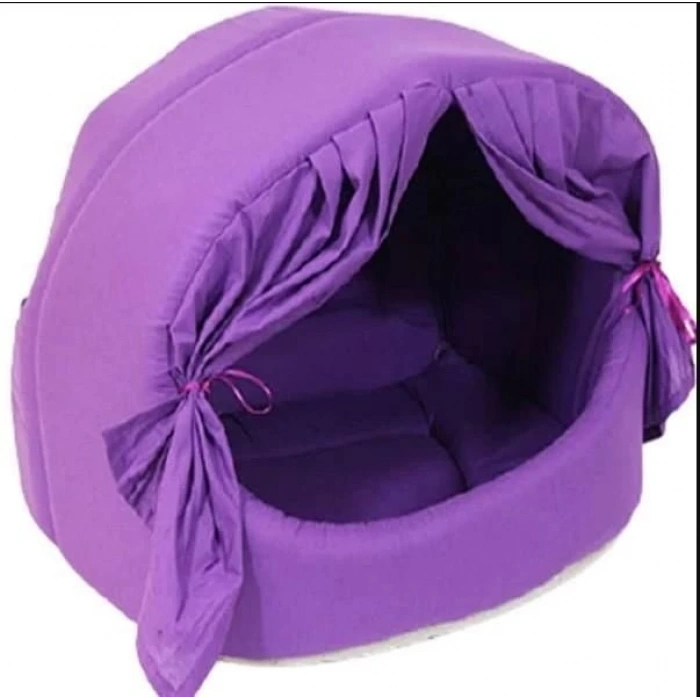 Petpretty Perdeli Kumaş Yuva Mor Yatak