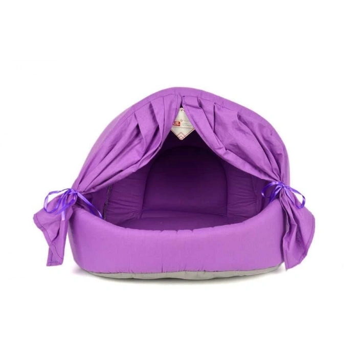 Petpretty Perdeli Kumaş Yuva Mor Yatak