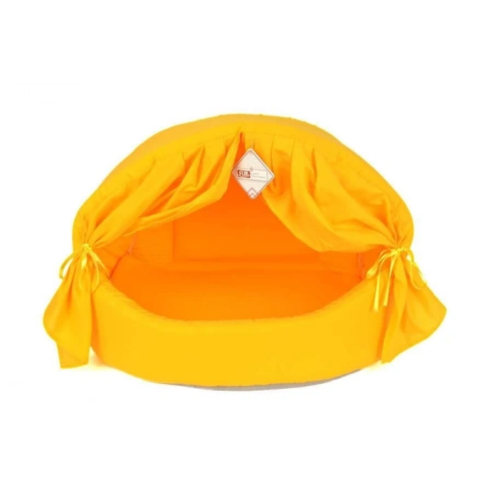 Petpretty Perdeli Kumaş Yuva Sarı Yatak