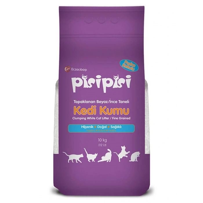 Pisi pisi Pudra Kokulu İnce Taneli Kedi Kumu 10 Kg