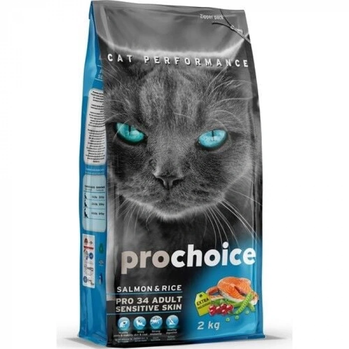 Pro Choice 34 Somonlu ve Pirinçli Yetişkin Kedi Maması 2kg