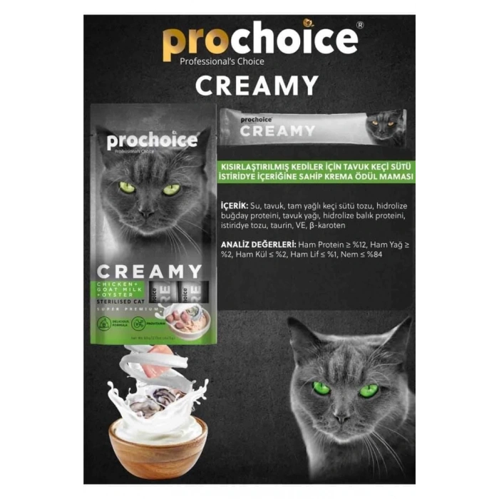 Prochoice Creamy Tavuklu Keçi Sütlü Likit Ödül 4x15 Gr