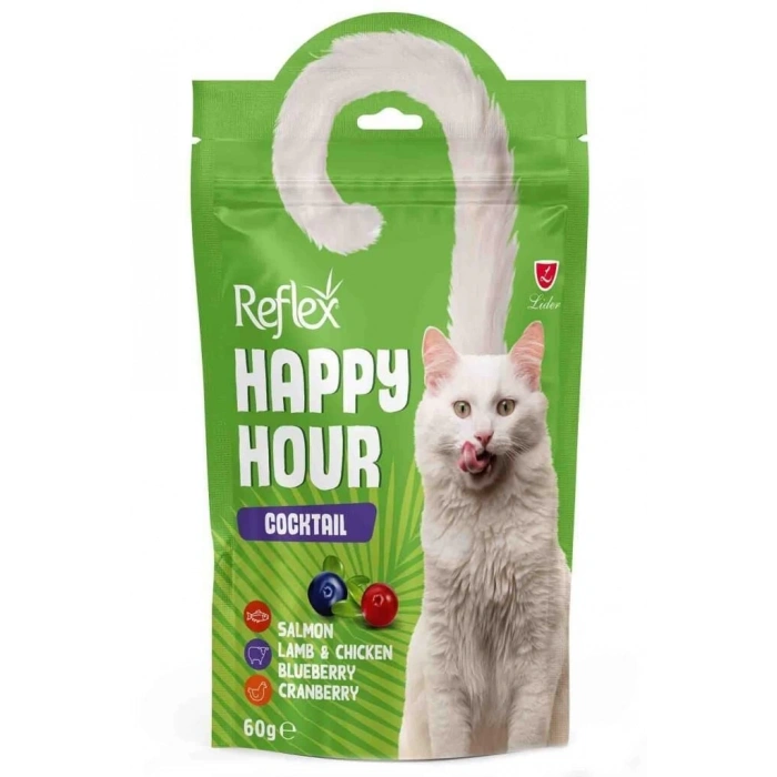 Reflex Happy Hour Kuzu, Somon ve Tavuklu Kedi Ödül Maması 60 Gr