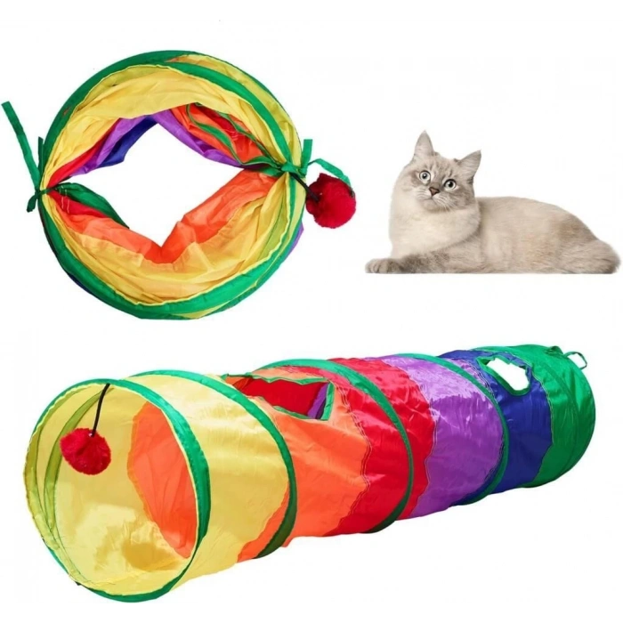 Renkli Kedi Tüneli Düz 123 Cm