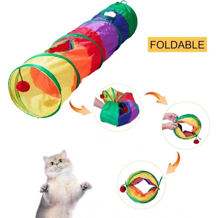 Renkli Kedi Tüneli Düz 123 Cm