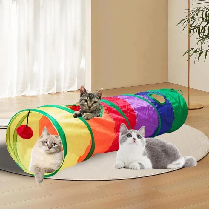 Renkli Kedi Tüneli Düz 123 Cm