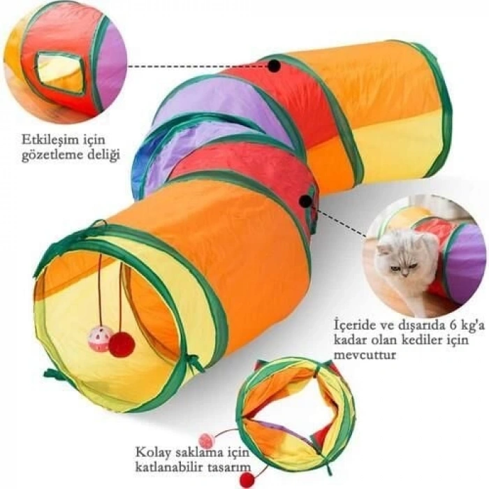 Renkli Kedi Tüneli ZigZag 117 Cm
