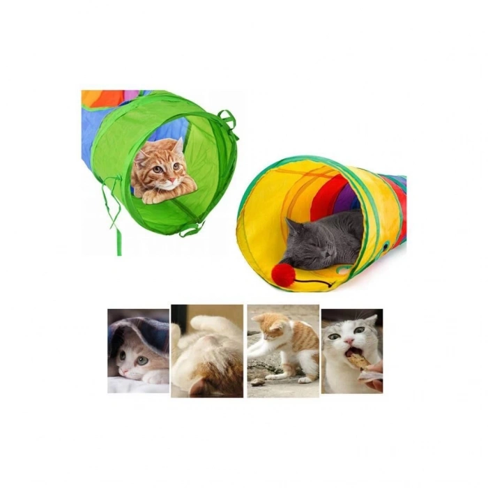 Renkli Kedi Tüneli ZigZag 117 Cm