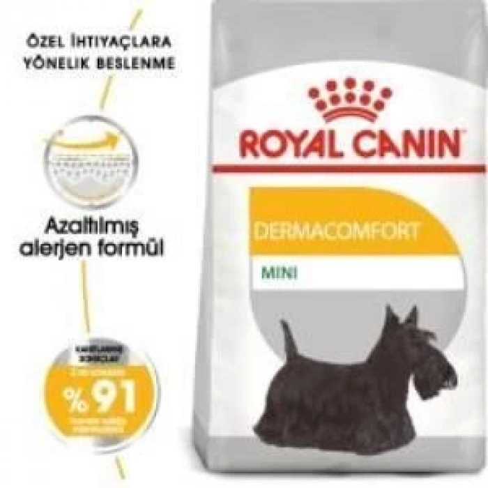 Royal Canin Mini Dermacomfort Yetişkin Köpek Maması 3 Kg + 2 Adet Yaş Mama Hediye