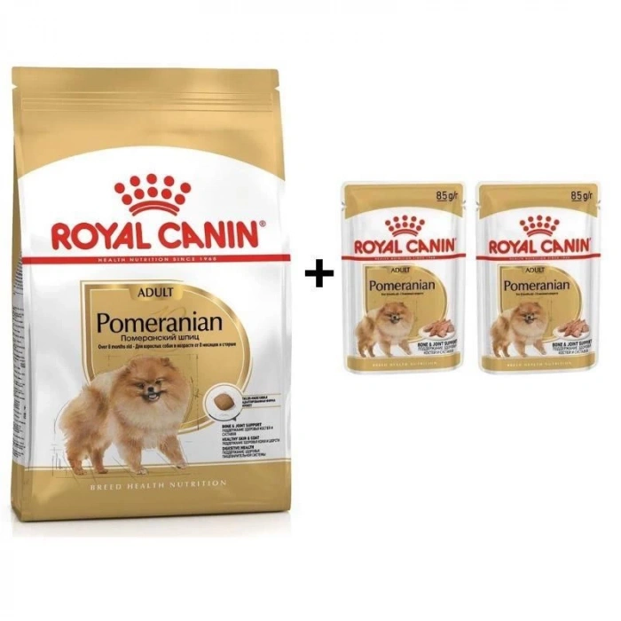 Royal Canin Pomeranian Yetişkin Köpek Maması 1,5 Kg + 2 Adet Yaş Mama Hediye