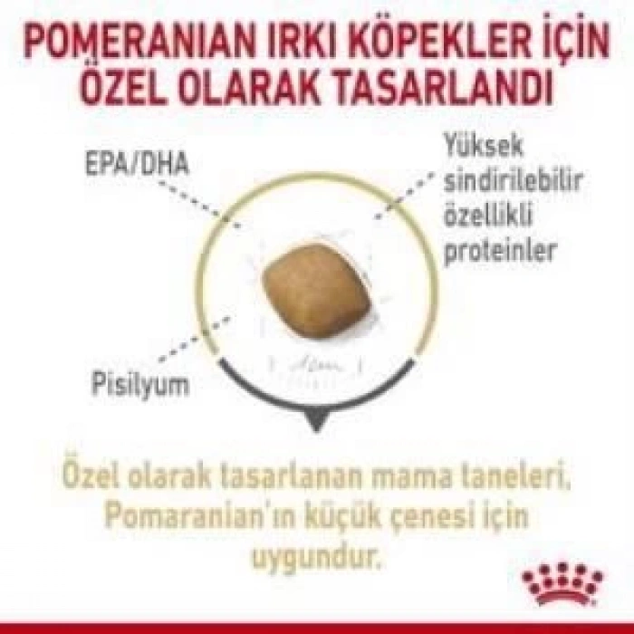 Royal Canin Pomeranian Yetişkin Köpek Maması 3kg + 2 Adet Yaş Mama Hediye