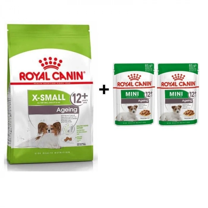 Royal Canin XSmall Ageing +12  Köpek Maması 1,5 kg + 2 Adet Yaş Mama Hediye
