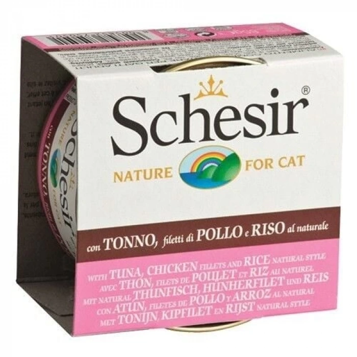Schesir Suda Pişirilmiş Ton Balıklı ve Tavuklu Yetişkin Kedi Konservesi 85 gr