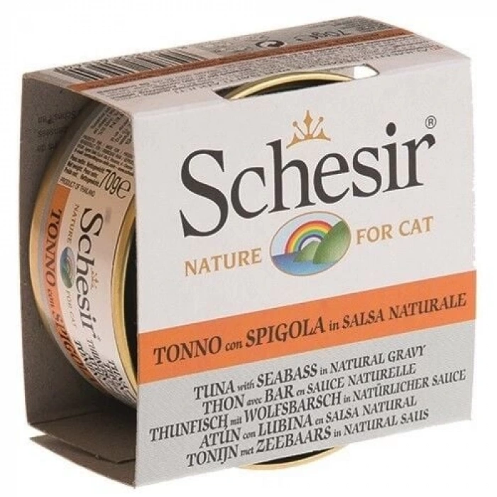 Schesir Tahılsız Ton Balığı ve Levrekli Yetişkin Kedi Konservesi 70gr