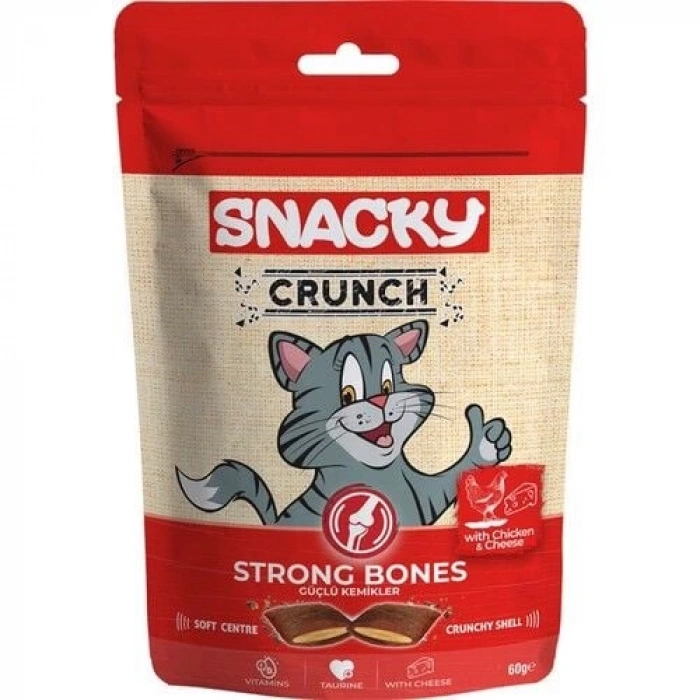 Snacky Crunch Strong-Bones Kedi Ödülü Tavuk-Peynir 60 Gr