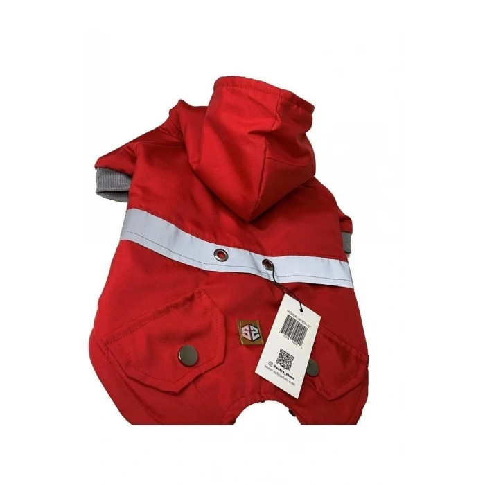 Su Geçirmez Kırmızı Yağmurluk Köpek Kıyafeti