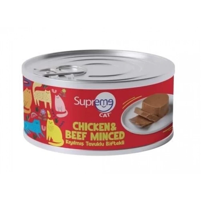 Supreme Cat Kıyılmış Tavuklu ve Biftekli Yaş Kedi Maması 85 Gr