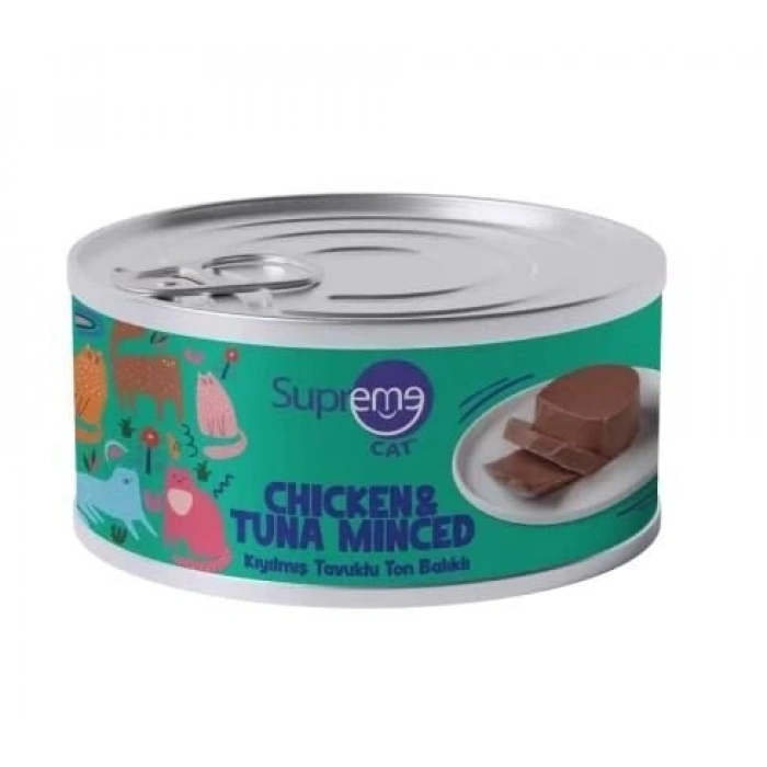 Supreme Cat Kıyılmış Tavuklu ve Ton Balıklı Yaş Kedi Maması 85 Gr