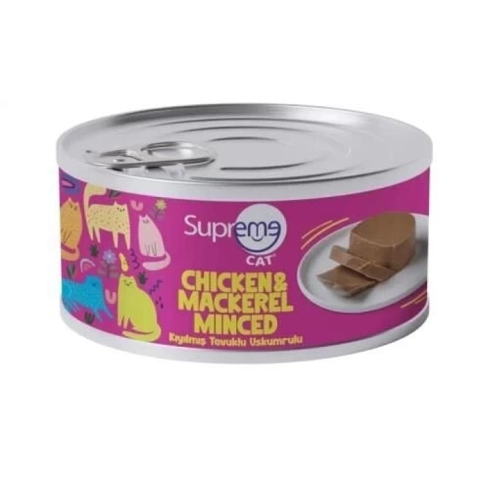 Supreme Cat Kıyılmış Tavuklu ve Uskumrulu Yaş Kedi Maması 85 Gr