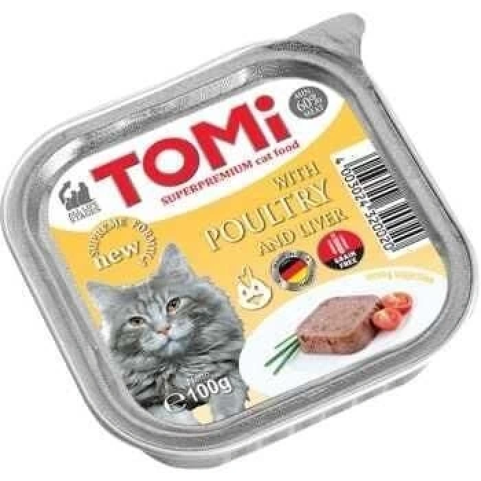 Tomi Pate Kümes Hayvanlı ve Ciğerli Yetiskin Kedi Konservesi 100 Gr