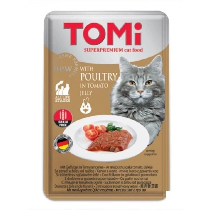 Tomi Pate Kümes Hayvanlı ve Domatesli Yetişkin Kedi Konservesi 100gr