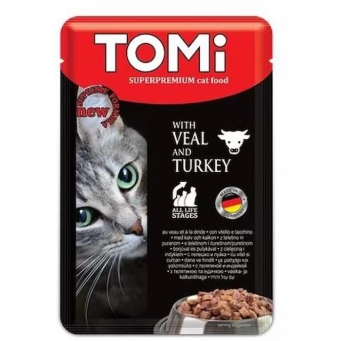 Tomi Pouch Dana Etli ve Hindili Yetişkin Kedi Konservesi 100gr