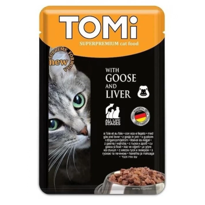 Tomi Pouch Kaz ve Ciğerli Yetişkin Kedi Konservesi 100 Gr