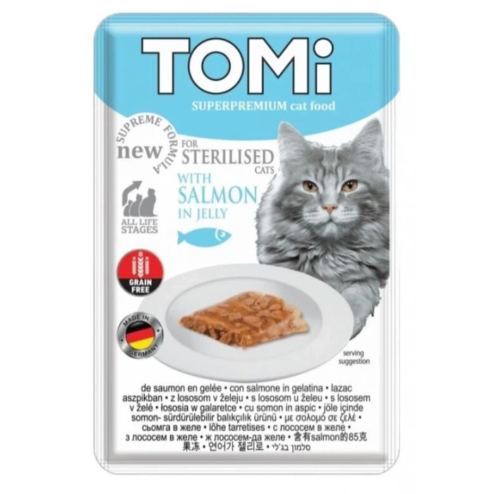 Tomi Pouch Kısırlaştırılmış Somon Ve Yumurtalı Tahılsız Kedi Konservesi 85gr