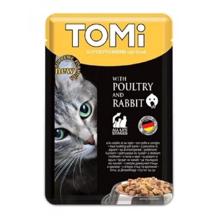 Tomi Pouch Kümes Hayvanlı ve Tavşanli Yetişkin Kedi Konservesi 100 Gr