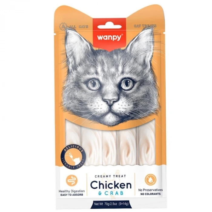 Wanpy Tavuk-Yengeç  Krema Likit Kedi Ödülü 5x14 Gr