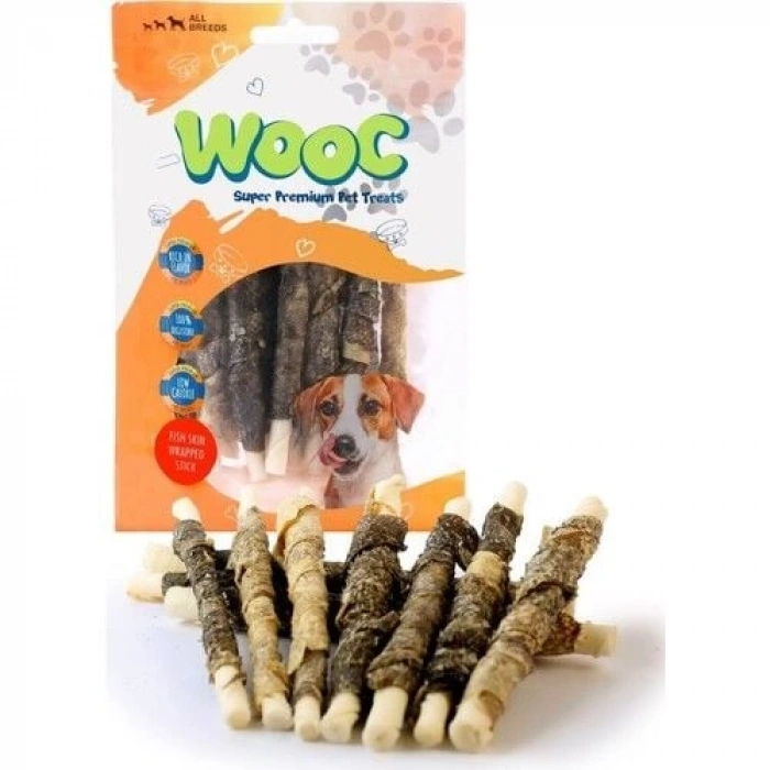 Wooc Balık Derisi Sargılı Sütlü Çubuk Köpek Ödül Maması 80gr
