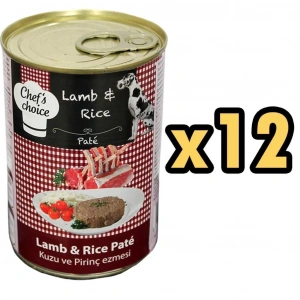 ChefsChoice Kuzulu Pirinçli Ezme Köpek Konserve Maması 400 Gr 12 Adet