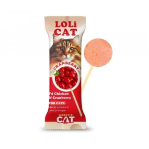 EuroCat LoliCat Tavuklu Kızılcıklı Lolipop Kedi Ödülü 1,5 Gr (15li Paket)